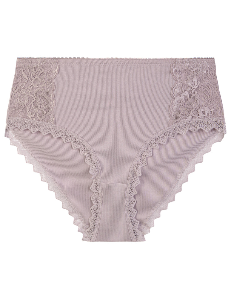 Majtki z wysokim stanem - Figi damskie maxi bikini prążkowane majtki z wysokim stanem z koronkową wstawką 3-pak WIELOKOLOROWY - produkt moraj.pl 2