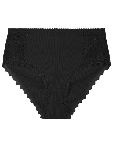 Majtki z wysokim stanem - Figi damskie maxi bikini prążkowane majtki z wysokim stanem z koronkową wstawką 3-pak WIELOKOLOROWY - produkt 4