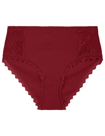 Majtki z wysokim stanem - Figi damskie maxi bikini prążkowane majtki z wysokim stanem z koronkową wstawką 3-pak WIELOKOLOROWY - produkt 5
