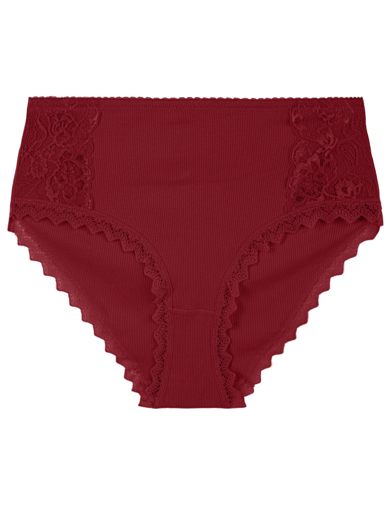 Majtki z wysokim stanem - Figi damskie maxi bikini prążkowane majtki z wysokim stanem z koronkową wstawką 3-pak WIELOKOLOROWY - produkt moraj.pl 5