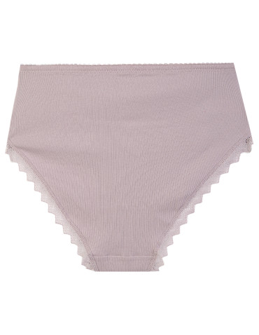 Majtki z wysokim stanem - Figi damskie maxi bikini prążkowane majtki z wysokim stanem z koronkową wstawką 3-pak WIELOKOLOROWY - produkt 3