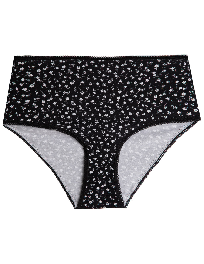 Majtki z wysokim stanem - Majtki damskie maxi bikini z bawełny wysoki stan gładkie i wzorzyste duży zestaw 7-pak WIELOKOLOROWY  - produkt moraj.pl 5