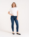 Wygodne jeansy damskie Slim Fit elastyczne skinny dopasowane CIEMNY NIEBIESKI