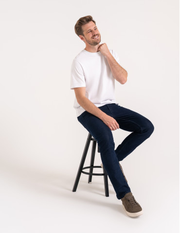 Spodnie męskie - Spodnie męskie jeansy proste nogawki JEANS - produkt 2