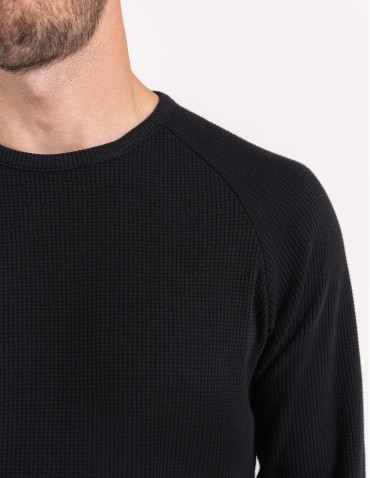 Koszulka męska longsleeve ze strukturą i okrągłym
