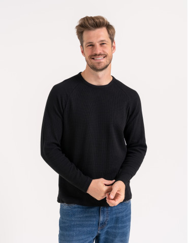 Koszulka męska longsleeve ze strukturą i okrągłym - produkt 2