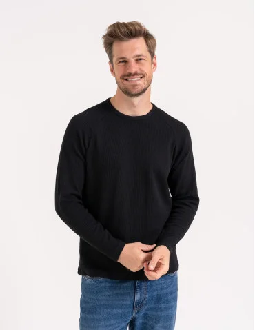 Koszulka męska longsleeve ze strukturą i okrągłym - produkt 2