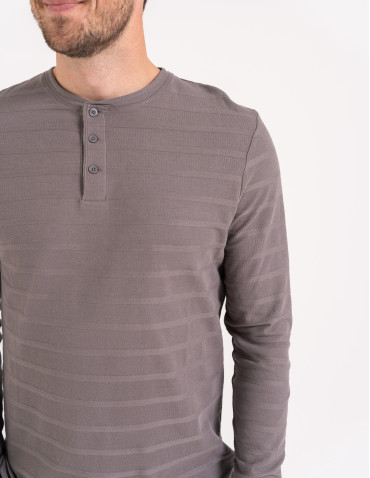 Koszulka męska longsleeve bawełniany z guzikami - produkt 2