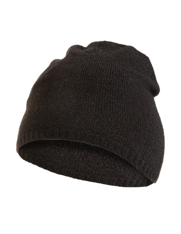 Miękka czapka damska beanie z domieszką wełny - CZARNY
