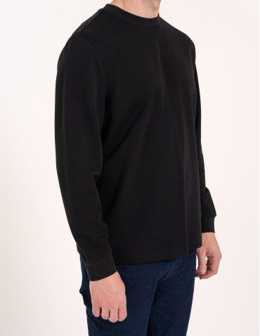 Koszulki z długim rękawem - Koszulka męska z długim rękawem longsleeve bawełniana bez wzoru CZARNY - produkt 4
