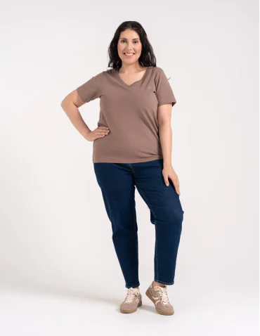 Koszulka damska bawełna Premium T-shirt dekolt w serek