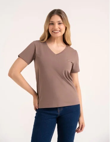 Koszulka damska bawełna Premium T-shirt dekolt w serek - produkt 2