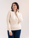 Sweter damski golf wiskozowy klasyczny z długim rękawem KREMOWY