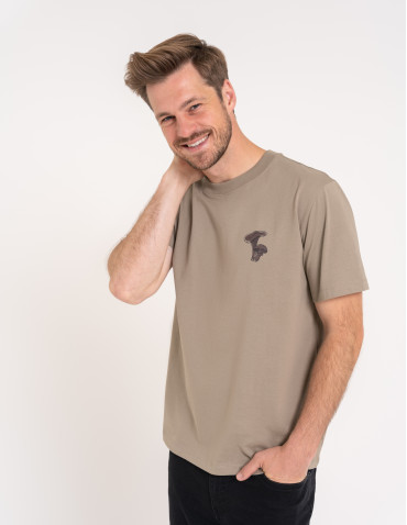 Koszulki z kr&oacute;tkim rękawem - T-shirt męski bawełniany 100% z kr&oacute;tkim rękawem koszulka męska z nadrukiem BEŻOWY - produkt 5