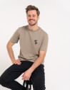 T-shirt męski bawełniany 100% z kr&oacute;tkim rękawem koszulka męska z nadrukiem BEŻOWY