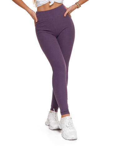 Legginsy damskie - Ciepłe legginsy damskie prążkowane getry z wysokim stanem FIOLETOWY - produkt 1