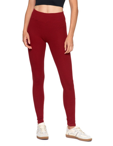 Legginsy damskie - Ciepłe legginsy damskie prążkowane getry z wysokim stanem BORDOWY - produkt 4