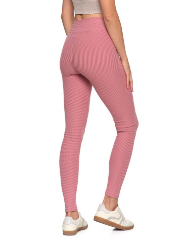 Legginsy damskie - Ciepłe legginsy damskie prążkowane getry z wysokim stanem RÓŻOWY - produkt 3