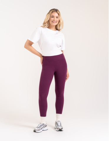Legginsy damskie - Wygodne legginsy damskie prążkowane z wysokim stanem bezuciskowe FIOLETOWY - produkt 3