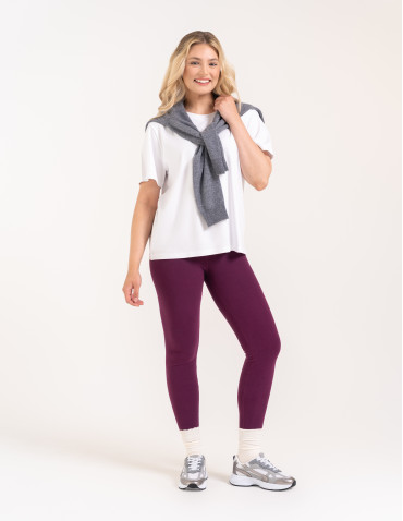 Legginsy damskie - Wygodne legginsy damskie prążkowane z wysokim stanem bezuciskowe FIOLETOWY - produkt 7