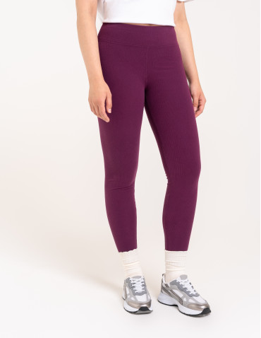 Legginsy damskie - Wygodne legginsy damskie prążkowane z wysokim stanem bezuciskowe FIOLETOWY - produkt 4