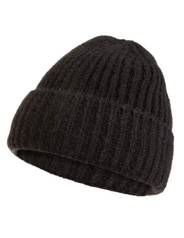 Czapka damska zimowa prążkowana beanie bardzo miękka i ciepła - CZARNY