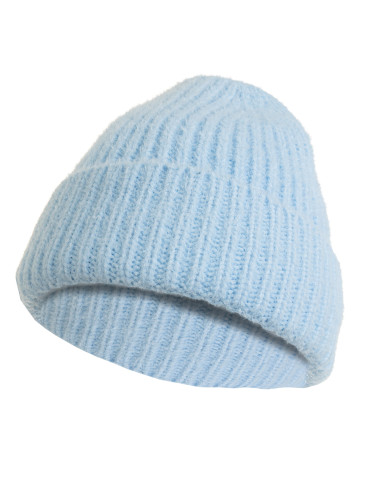 Czapki zimowe damskie - Czapka damska zimowa prążkowana beanie bardzo miękka i ciepła JASNY NIEBIESKI  - produkt 1