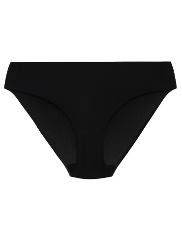 Majtki figi - Majtki damskie bezszwowe bikini ultracienkie second skin prążkowane CZARNY - produkt 1