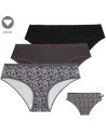 Majtki damskie bawełniane bikini z kokardką i koronką 3-pak 