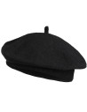 Beret damski z dodatkiem wełny z antenką ciepły klasyczny bez wzoru CZARNY