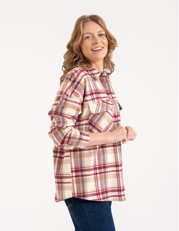 Koszula damska w kratę 100% bawełniana oversize luźna kurtka koszulowa - WZÓR 2 - produkt 2