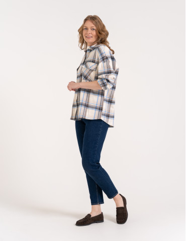 Koszule - Koszula damska w kratę 100% bawełniana oversize luźna kurtka koszulowa WZÓR 1 - produkt 10