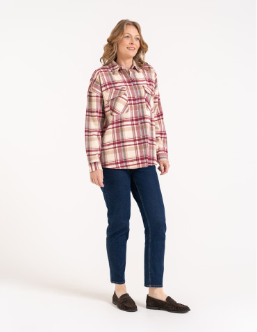 Koszule - Koszula damska w kratę 100% bawełniana oversize luźna kurtka koszulowa WZ&Oacute;R 2 - produkt 5