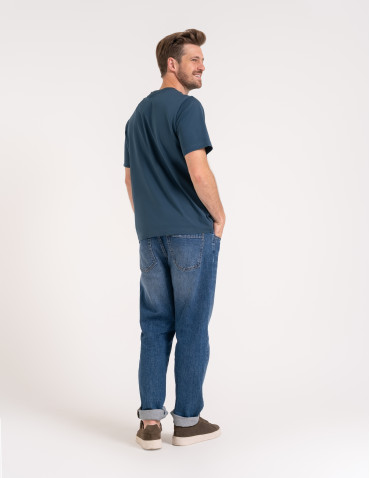 T-shirty basic - T-shirt męski z bawełny merceryzowanej 100% Premium koszulka gładka z krótkim rękawem GRANATOWY - produkt 4
