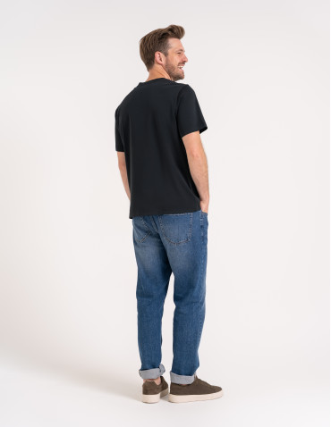 T-shirty basic - T-shirt męski z bawełny merceryzowanej 100% Premium koszulka gładka z krótkim rękawem CZARNY - produkt 5