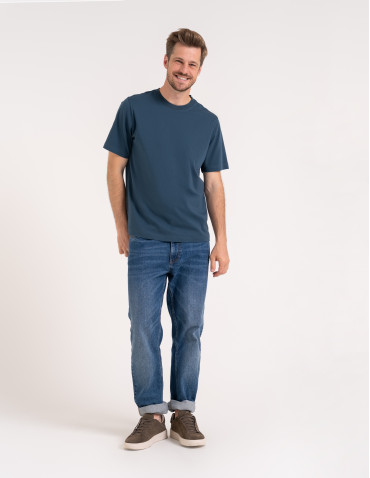 T-shirty basic - T-shirt męski z bawełny merceryzowanej 100% Premium koszulka gładka z krótkim rękawem GRANATOWY - produkt 7