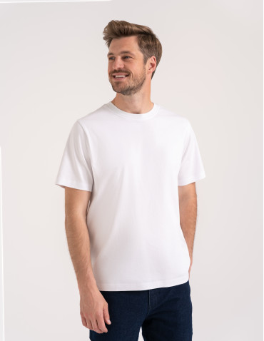T-shirty basic - T-shirt męski z bawełny merceryzowanej 100% Premium koszulka gładka z krótkim rękawem BIAŁY - produkt 5