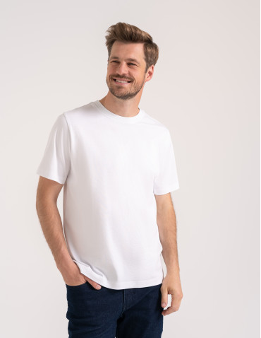 T-shirty basic - T-shirt męski z bawełny merceryzowanej 100% Premium koszulka gładka z krótkim rękawem BIAŁY - produkt 1