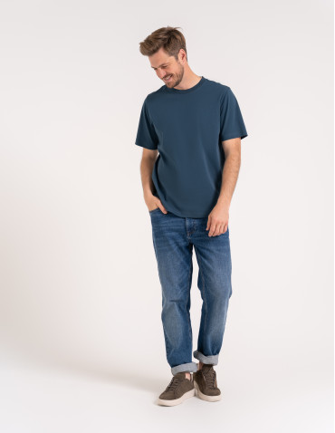 T-shirty basic - T-shirt męski z bawełny merceryzowanej 100% Premium koszulka gładka z krótkim rękawem GRANATOWY - produkt 3