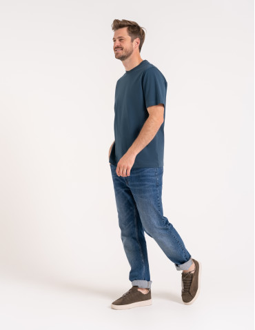T-shirty basic - T-shirt męski z bawełny merceryzowanej 100% Premium koszulka gładka z krótkim rękawem GRANATOWY - produkt 6
