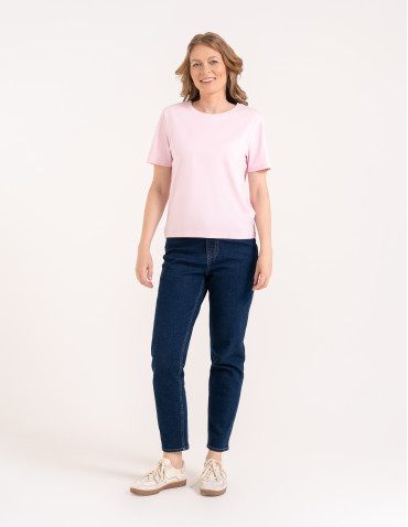 T-shirt Basic - Damska koszulka z bawełny merceryzowanej 100% t-shirt z krótkim rękawem RÓŻOWY - produkt 3