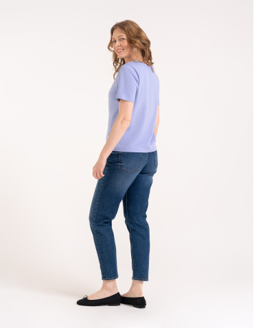 T-shirt Basic - Damska koszulka z bawełny merceryzowanej 100% t-shirt z kr&oacute;tkim rękawem NIEBIESKI - produkt 5