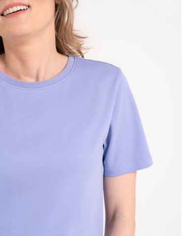T-shirt Basic - Damska koszulka z bawełny merceryzowanej 100% t-shirt z kr&oacute;tkim rękawem NIEBIESKI - produkt 2