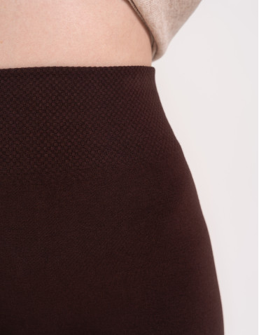 Legginsy ocieplane - Legginsy damskie ocieplane modelujące z wysokim stanem z wiskozą BRĄZOWY - produkt 6