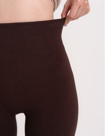 Legginsy ocieplane - Legginsy damskie ocieplane modelujące z wysokim stanem z wiskozą BRĄZOWY - produkt 4