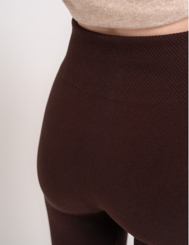 Legginsy ocieplane - Legginsy damskie ocieplane modelujące z wysokim stanem z wiskozą BRĄZOWY - produkt 9