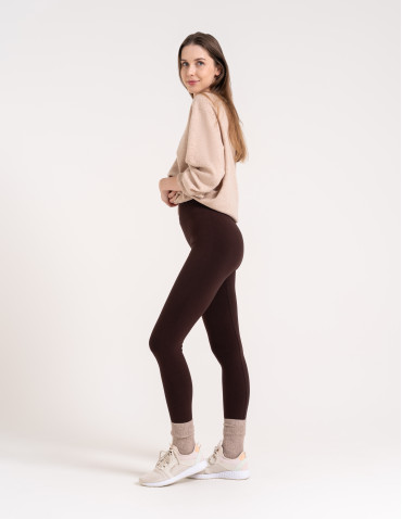 Legginsy ocieplane - Legginsy damskie ocieplane modelujące z wysokim stanem z wiskozą BRĄZOWY - produkt 7