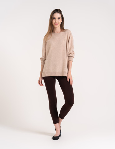 Legginsy ocieplane - Legginsy damskie ocieplane modelujące z wysokim stanem z wiskozą BRĄZOWY - produkt 8