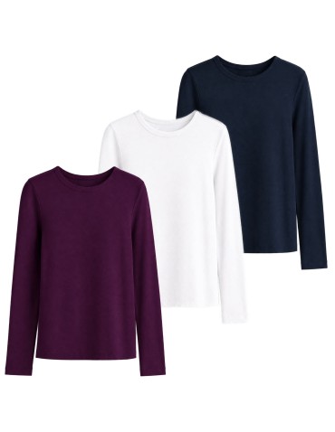 Wielopak longsleeve damski zestaw bawełnianych bluzek damskich 3-pak L
