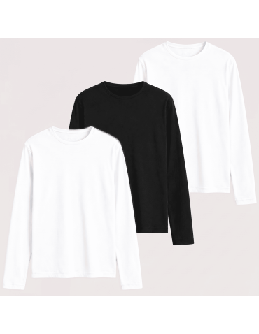 Bluzka męska z długim rękawem bawełniana wielopak longsleeve klasyczny gładki 3-pak M